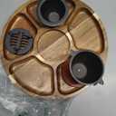 PuPu Platter Mini Hibachi Grill Platter Set - 5 Compartment Bowl Tray 12.6" Diameter with Rotating Lazy Susan - Quality Cast Iron Grill, 3.5" x 3.5" X 4.8", Indoor Mini Smores Maker