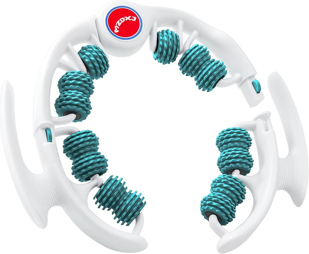 Cellulite Massage Tool - Lymphatic Drainage Massager - Muscle Roller, Deep Fascia Massage, Dimpled Skin Removal, Legs/Thighs/Buttocks, Anti-Cellulite Roller, Smooth Skin, Pain Relief (Green) (8 Wheel -White Green)