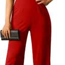 YMDUCH Women's Casual Sleeveless Off Shoulder Wide Leg Long Pant Jumpsuits (XX-Large, Red)