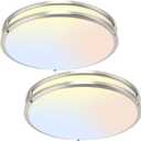 16Inch LED Ceiling Light Fixtures, Flush Mount Light Fixtures 50W, 5CCT Adjustable 2700K 3000K 4000K 5000K 6500K, Close to Ceiling Light for Kitchen Bathroom Kitchen Bedroom Brushed Nickel 2 Packs