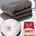 EBMORE Mens Slipper Fuzzy Socks Winter Cozy Fluffy Cabin Warm Fleece Soft Comfy Thick Non Slip Home Socks (Dark Grey)