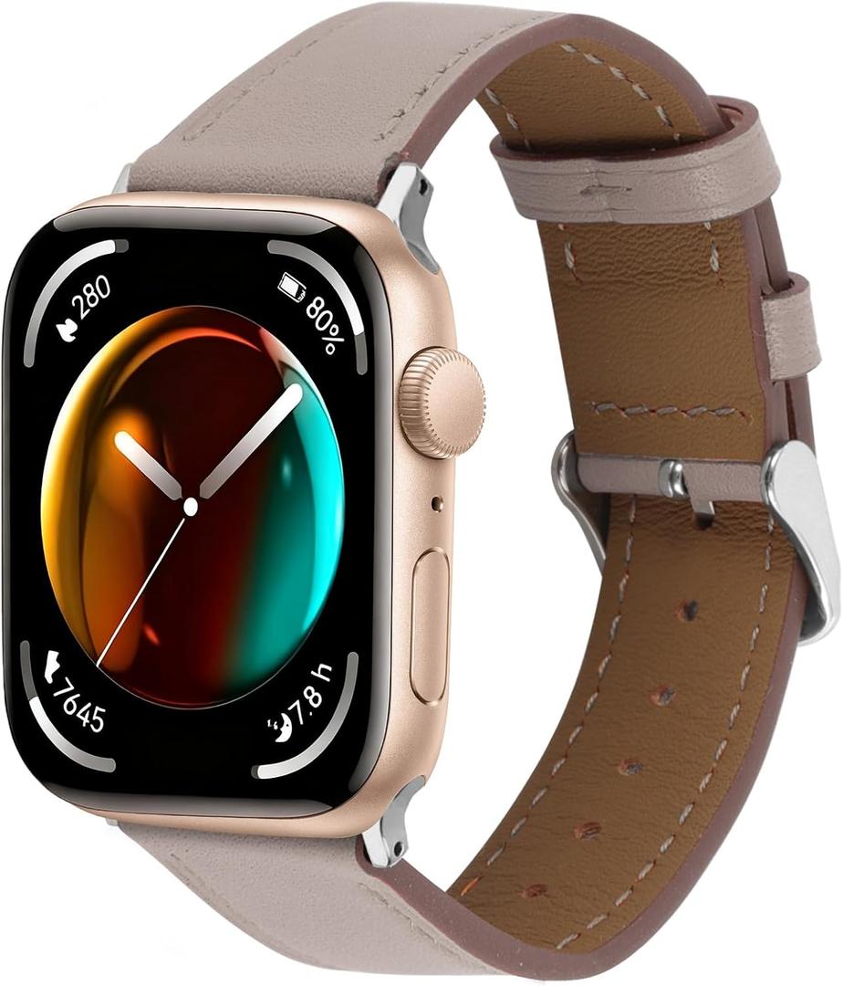 Italy Genuine Leather Bands Women Men Compatible with Apple Watch 38mm 41mm 40mm 42mm 44mm 45mm 46mm 49mm, iWatch Straps Smartwatch Replacement Band for Ultra SE 3/2/1 Series 11 10 9 8 7 6 5 4 3 2 1