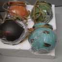 MyGift Dangling Southwest Desert Color Ceramic 4 Pot Set, Wall or Ceiling Mount Hanging Mini Flower Planters