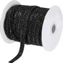 MECCANIXITY Metallic Glitter Velvet Ribbon 3/8 Inch x 50 Yard Single Face Sparkle Ribbon for Christmas DIY Crafts Gift Wrapping Bow Decoration Black
