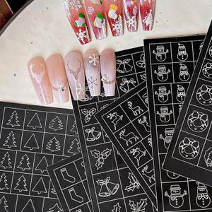 Christmas Airbrush Stencils Nail Sticker, Snowman Mistletoe Xmas Tree Nail Art Stickers Nail Stencils Decals, Holiday Design Winter Nail Guides Decal for Women Decoration DIY Tools 9Pcs