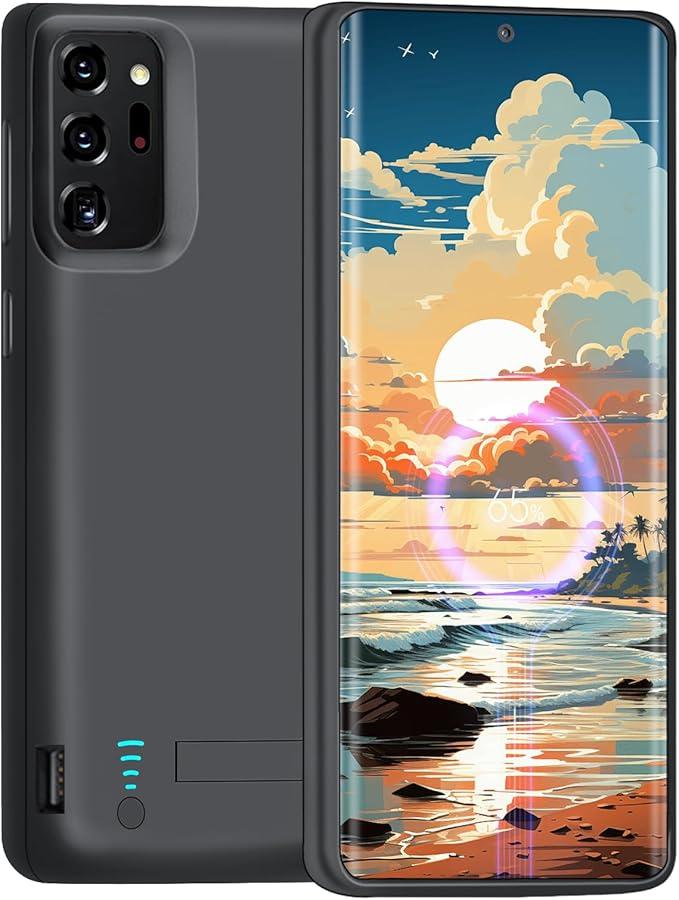 Battery Case for Samsung Galaxy Note 20 Ultra 5G, 6000mAh Rechargeable Extended Battery Charging Charger Case, Add 100% Extra Juice (6.9 Inches) Black