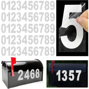 4 inch Reflective Mailbox Numbers Sticker (0-9, 5 Sets) for Outside, Strong Self Adhesive Vinyl House Numbers for mailbox, Signs, Door, Cars, Trucks, Home, Business, Address Number