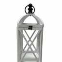 Farmhouse Wooden Lantern  Rustic Small 6.3” x 6.3” x 20.4” Lanterns for Indoor & Outdoor Decor, Decorative Lanterns Without Glass Panels