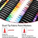 Fabric Markers Permanent for Clothes, 40 Colors Dual Tip with Fine and Chisel Tips Paint Pens for Clothing Canvas Tote Bags T-Shirt and Shoes, Non Toxic Ink for Kids and Adults
