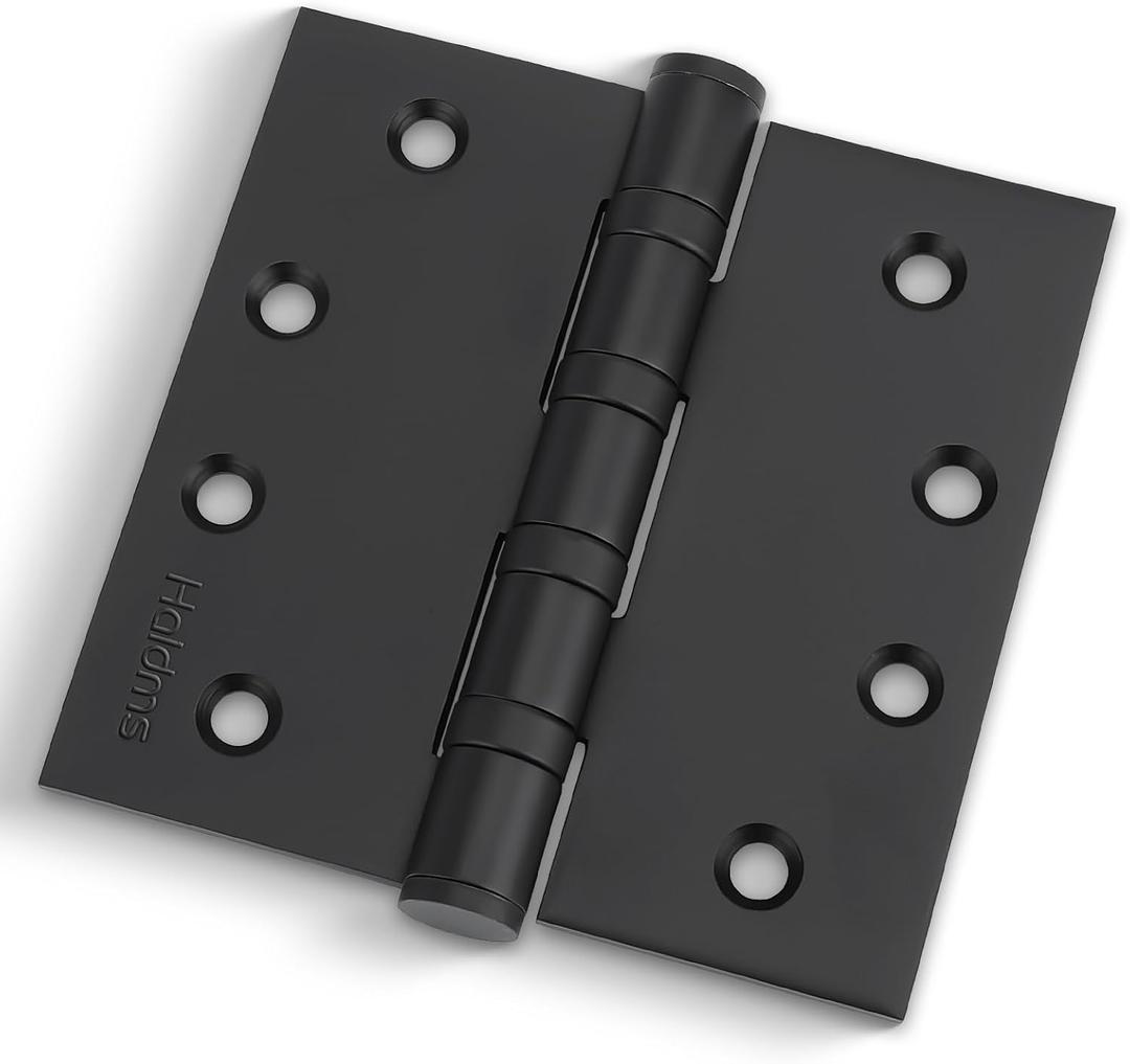 Haidms 304 Stainless Steel Matte Black 4'' Door Hinges for Exterior Doors Ball Bearing Door Hinges 4in x 4in with Square Corners, Heavy-Duty, 3PACK