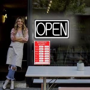 Open Signs for Business Ultra Bright LED Neon Open Signs for Business Storefront Window Glass Door Shop Store Florists Bar Salon Pubs with ON/OFF Switch (White/Black Backing, 32 Inch)