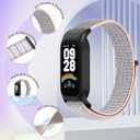 Nylon Watch Bands Compatible for Xiaomi Smart Band 9 Active/Redmi Band 3, 2 Pcs Adjustable Breathable Sport Loop Wristband Replacement Straps for Women Men
