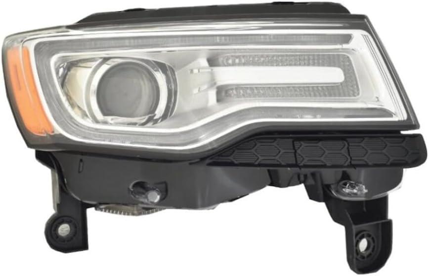 KarParts360 For Jeep Grand Cherokee WK 2014 Headlight Passenger Side | HID | Clear Lens | Black Housing | Laredo/Limited/Overland/Summit Model | w/Projector/Chrome Bezel/Bulbs | CH2503252 | 68111000AM