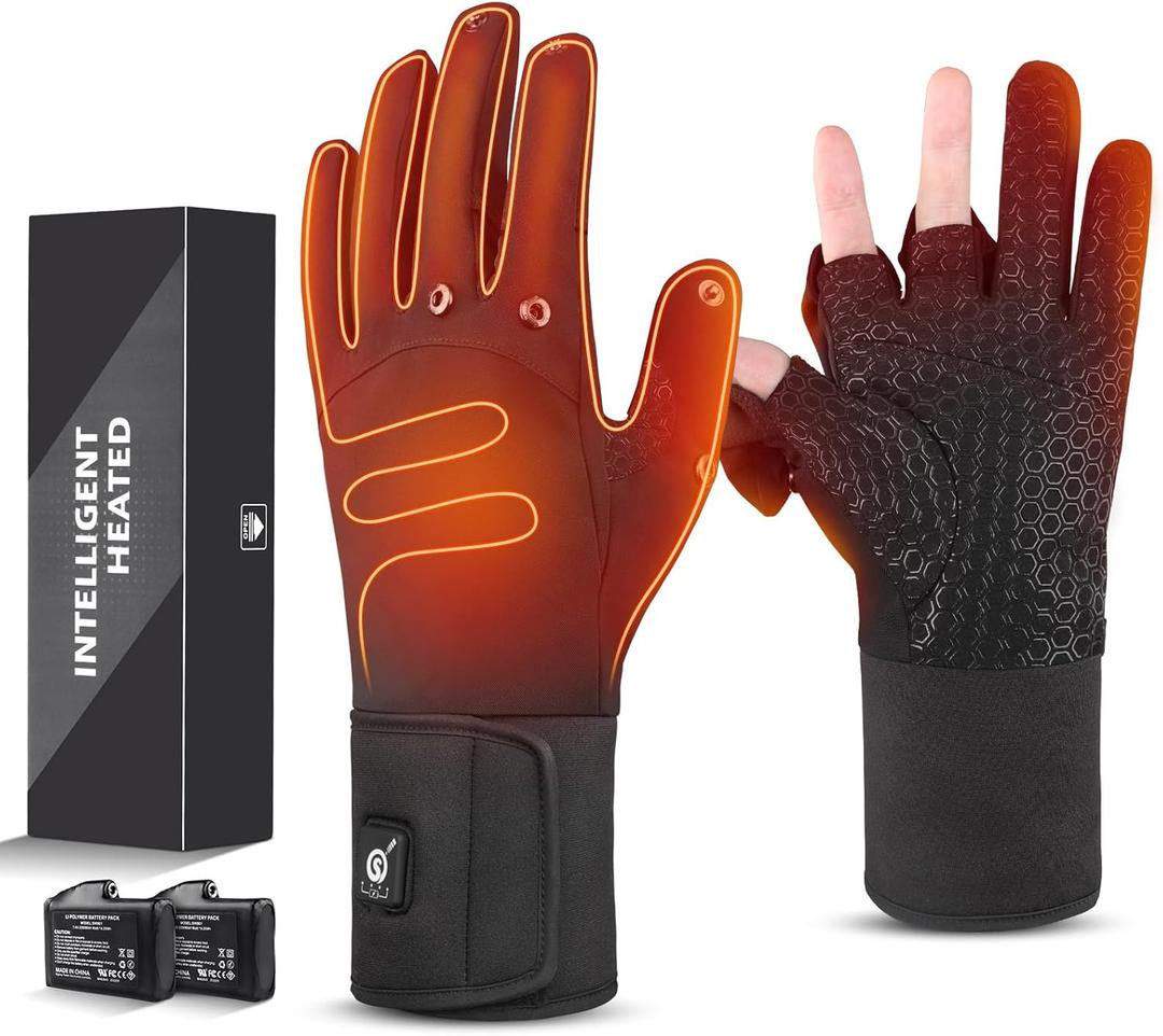 Heated Gloves for Men Women Cold Weather,Electric Rechargeable Gloves,Winter Outdoor Hand Warmer for Camping Hunting Fishing Working Riding Driving Photography (Medium-Large)