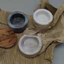 Creative Co-Op Marble Stacking Pinch Pots with Acacia Wood Lid