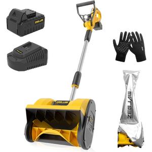 Cordless Snow Shovel,20V 12-Inch Electric Snow Shovel, Snow Blower Cordless with Directional Plate and Adjustable Front Handle, Equipped with LED Lights(4-Ah Battery and Quick Charger Included)