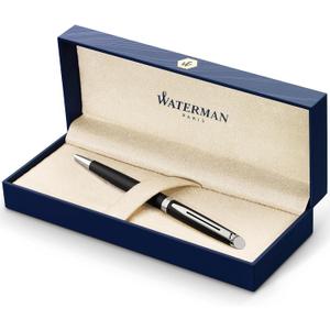 Waterman Hmisphre Ballpoint Pen Matt Black with Palladium Trim Medium Tip Blue Ink Gift Box - Gift Packaging May Vary