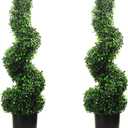 3FT Artificial Spiral Boxwood,Topiary Trees Artificial Outdoor-Indoor Outdoor Decor - Plastic Pots, 2Pack