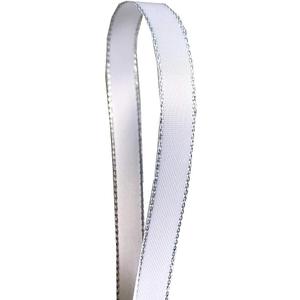 QIANF White Double Face Satin Ribbon with Silver Border for Gift Wrapping, Hair Bows, Wedding Party Decoration, Crafts Sewing, Invitation Cards, Floral Bouquets, Christmas, 3/8 Inch X 50Yd