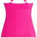 ZAFUL 2025 Swim Suits for Women Tankini Tummy Control Swimsuits Bathing Suit Two Piece Swimsuit Split Neck Bathing Suits (Pink, S)