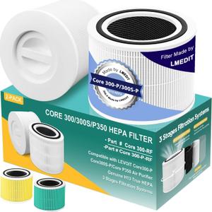 Core 300 Air Purifier Replacement Filter for LEVOIT Core 300,Core 300S,Core P350,Core300-P Air Purifier, Core 300 Replacement Filter,3-in-1 H13 True HEPA & Activated Carbon Filter, Core 300-RF,2Pack (Core300/P350-2Pack)