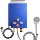 Airthereal 6L 1.58GPM Outdoor Portable Propane Gas Tankless Water Heater, Instant Propane Water Heater, Overheating Protection, Use for Camping, RV and Pet Bath, Evenfall series, Blue