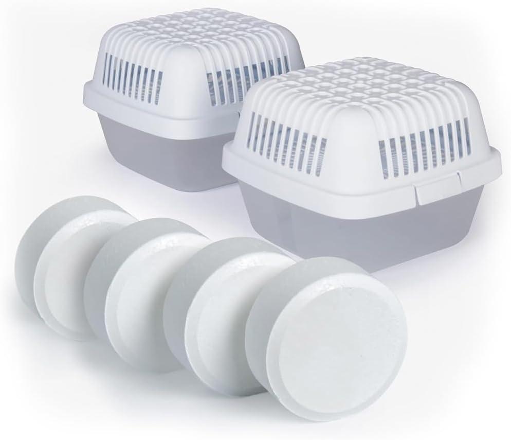HUMYDRY - Pack of 2 Smart Dehumidifiers Devices with 4 Dehumidifier Tablets - 15.9 oz - Prevents Moisture - Fragrance Free - Ideal for Spaces Up to 200 sq.FT