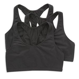 Hanes Racerback Bralette Pack, Stretch Cotton Knit Low-Impact Bra, Moisture-Wicking Cotton T-Back Bra Top, 3-Pack S