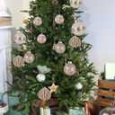 12 PCS Christmas Ornaments Set, 3.15-Inch Glitter Christmas Hanging Balls, Decorative Hanging Ornament Decorations, Xmas Shatterproof Plastic Balls for Holiday Party Wreath Garlands Trees, Beige (Champagne)