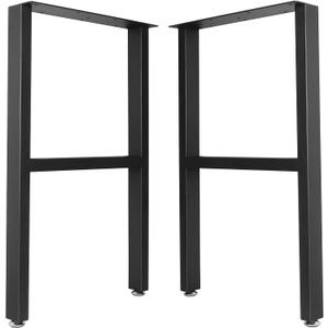 Metal Table Legs Desk Legs, Heavy Duty Square Tube Iron Desk Legs, DIY Furniture Legs for Dining Table, Coffee Table, Computer Desk, Workbench, Meeting Room Table, 28H x 17.7W, Set of 2, Black (H)