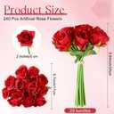 Jexine 240 Pcs Artificial Rose Flowers Bouquet Silk Realistic Flowers Bulk Centerpieces DIY Bride Fake Rose for Home Bridal Wedding Party Decorations(Red)