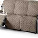 TAOCOCO 100% Waterproof Recliner Covers, Recliner Sofa Covers with Leg Straps, Reversible Recliner Couch Cover for Reclining Chair, Washable Couch Protector for Pets Kids(3 Seater, Taupe)