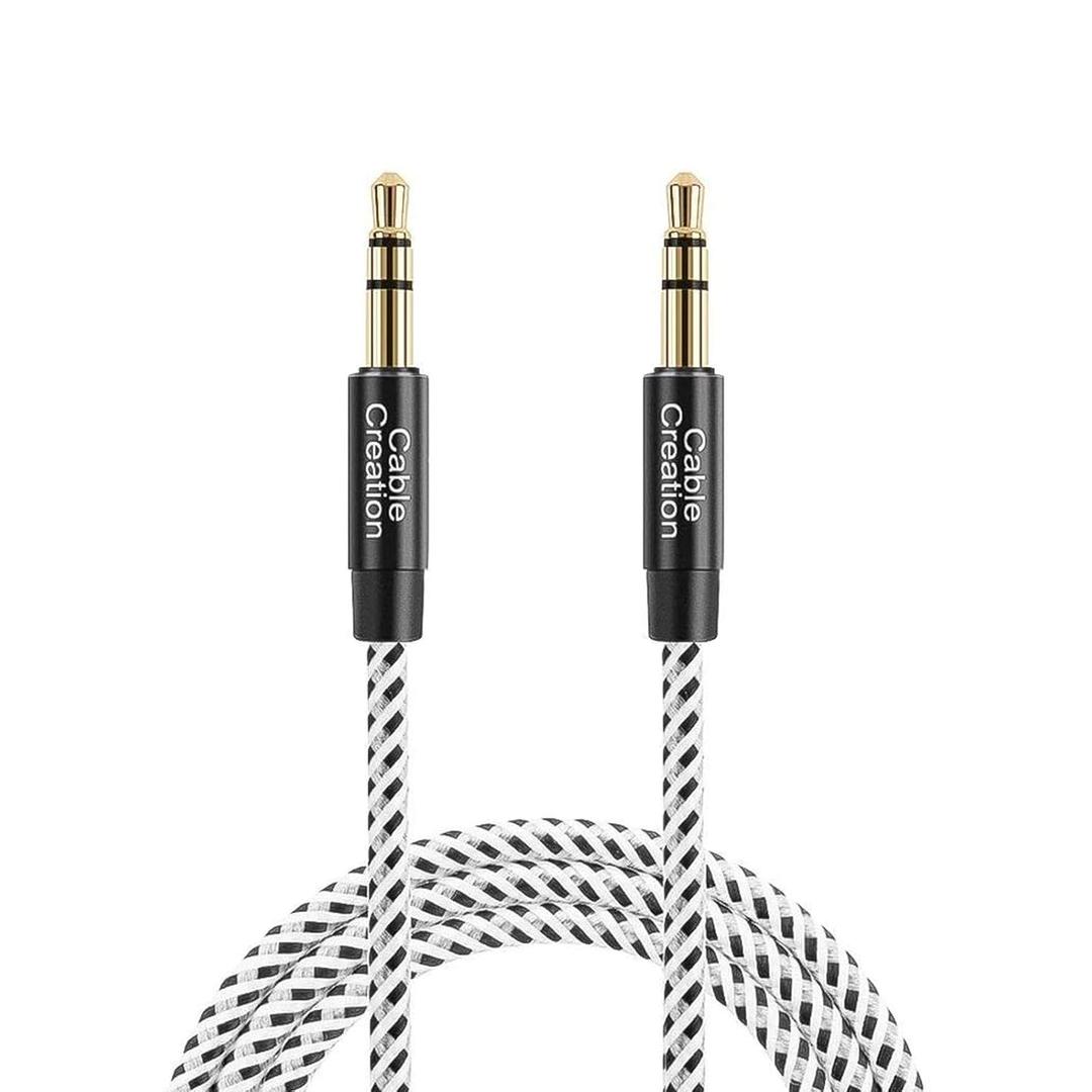 CableCreation 3.5mm Aux Cable 0.45meter(18inches), Short Male to Male 1/8 Audio Auxiliary Cord Braided Hi-Fi Sound for Car, Speaker, Home Stereos, Smartphone (Black)