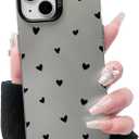 Lovmooful Compatible for iPhone 13 Case Cute Cool Heart Black Design for Girls Women PC+TPU Shockproof Protective Girly for iPhone 13-Small Heart