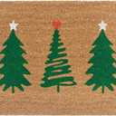 Hanse Home Coconut Doormat Christmas for Indoor Use - Dirt Trapper Mat Natural Coconut Mat Christmas Tree Green Doormat Non-Slip for Hallway, Entrance Area - 45 x 75 cm