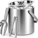 3L Double-Wall Stainless Steel Ice Bucket with Lid, Scoop, Tongs & Handle Insulated Ice Container for Parties, Bar, and Camping Keeps Ice Frozen Longer