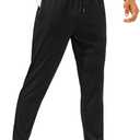 Mens Sweatpants with Zipper Pockets - Lightweight Athletic Joggers for Workout, Running, Gym, Track, Casual Wear (Black, M)