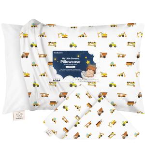KeaBabies Toddler Pillowcase 13"x18" - Organic Cotton Toddler Pillowcase for Kids, Boys, Girls,Soft & Durable Cotton Cover for Miniature Sleepy Pillows,Cute Colors,Pillow Sold Separately(Construction) (1pk, Standard 13x18)
