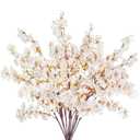 Dehoxara 12 Pcs Artificial Cherry Blossom Flowers 40" Faux Silk Cherry Blossom Stems Fake Real Touch Peach Branches for Wedding Home Garden Japanese Decor Ivory White