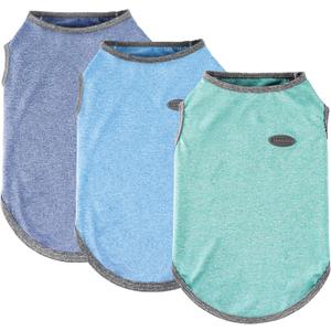 3 Pack Lightweight Sun Protection Dog Shirt Breathable Sleeveless Dog T Shirts Extra Soft Top Tank Dog Clothes for Outdoor Activities (Navy Blue + Light Blue + Sky Blue, Medium)