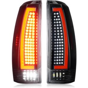 Tail Lights Assembly Compatible with Chevy Avalanche 2007-2013, LED Tube Rear Brake Lamp Taillights Set, Black Housing Clear Lens