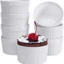 Ramekins 6 oz, Set of 4 Creme Brulee Ramekins, Souffle Dishes, Oven Safe Porcelain Ramiken Bowls For Custard, Lava Cakes, Pudding, Flan, Mini Desserts, Jam and Ice Cream, Ramekins For Baking
