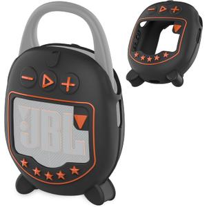 JCHPINE Silicone Cover Case for JBL Clip 5 Ultra Portable Bluetooth Speaker, Protective Skin Accessories for JBL Clip 5 Pro Sound Bluetooth Speaker Stand Up (Only Case) (Black)