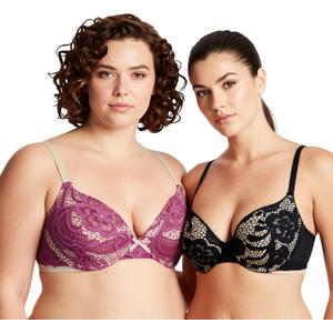 Curve Muse Women's Plus Size Perfect Shape Add 1 Cup Push Up Underwire Lace Bras (XL)