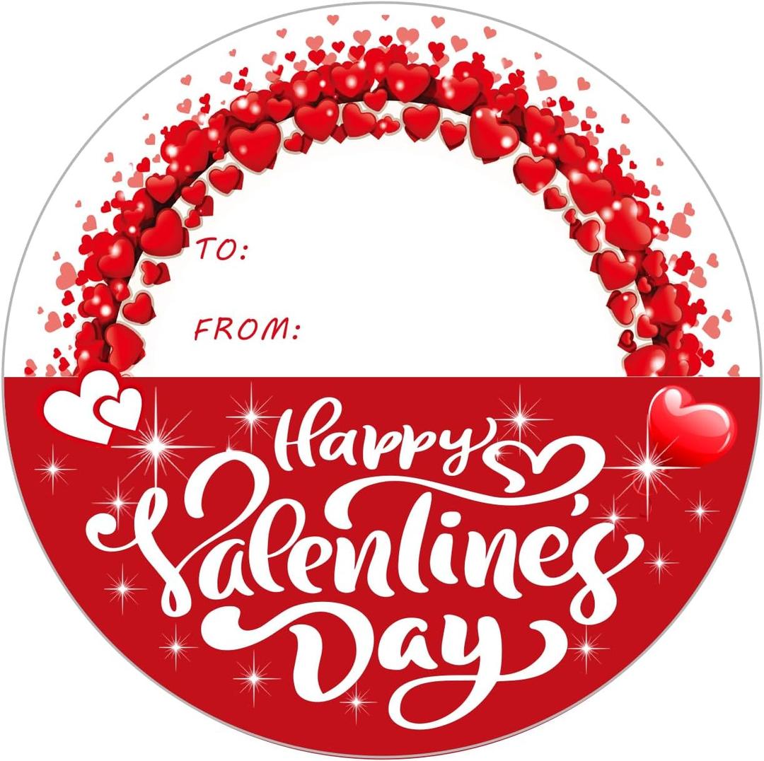 4 x 72 PCS Happy Valentine's Day Stickers, Valentines Day Gift Stickers, 2 Inch Heart Decorative Labels for Wraping Sealing Love Letter Envelope Decorating Boxes