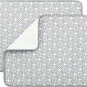 SUBEKYU Dish Drying Mats for Kitchen Counter, Microfiber Absorbent Dish Drainer/Rack Pads for Sink, 19.5*15.8 inch, Set of 2, Grey, leaf