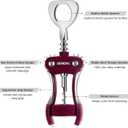 Beneno Wine Opener, Zinc Alloy Premium Wing Corkscrew with Multifunctional Bottles Opener, Sharp Wine Corkscrew with Ergonomic Non-Slip Wing Handle, Purple