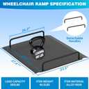 Door Threshold Ramp with Detachable Handles Fits for 2.0" to 9.0" Rise, Wheelchair Doorway Ramp for Scooters/Elderly/Walkers/Stairs(800 LBs Loading, 33.5" L*37.4" W, Alloy Iron, 40.0 LBs)