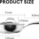 COOKER KING 11-Inch Hybrid Stainless Steel Wok with Lid, Nonstick Stir Fry Pan & Deep Frying Pan, Tri-Ply Clad Honeycomb Everyday Pan, Induction Ready, Oven & Dishwasher Safe, PFOA Free