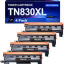 TN830XL TN830 XL/V/R Toner Compatible Replacement for Brother TN830XL TN-830 XL Black for HL-L2460DW DCP-L2640DW MFC-L2820DW L2820DWXL 2405W L2400D L2480DW Toner TN830 V/R,4P
